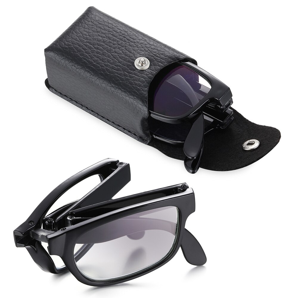 Draagbare opvouwbare leesbril dioptrie  +1.0 ~ 4.0 anti-blauw licht compacte unisex oogzorg presbyopische bril met etui