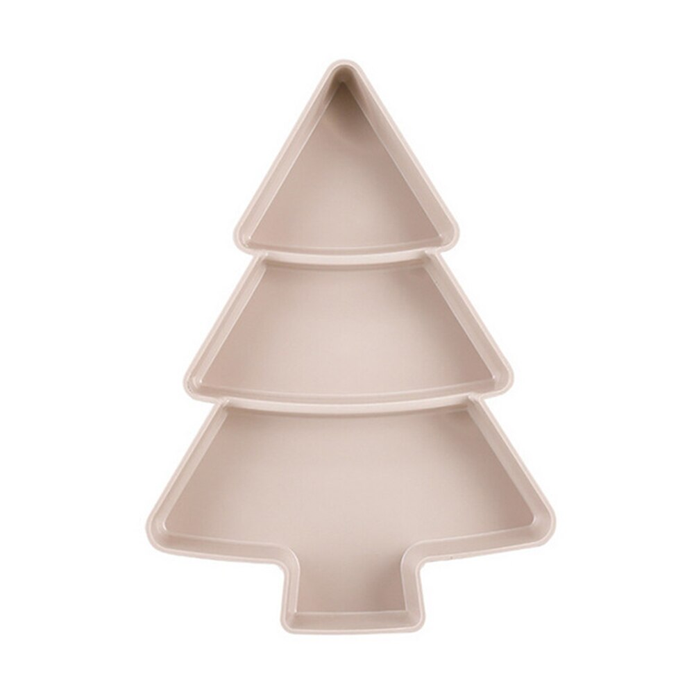 Christmas Tree Shape Candy Snacks Nuts Seeds Dry Fruits Plastic Plates Dishes Bowl Breakfast Tray Home Kitchen Gadgets: Beige