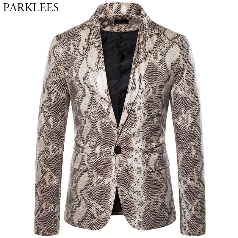 sexy Schlange aufbringen Männer Blazer Hässliche Druck Einer Geschmack Blazer Männer Nachtclub Festival Party Bühne Herren Anzug Jacke Blazer Masculino