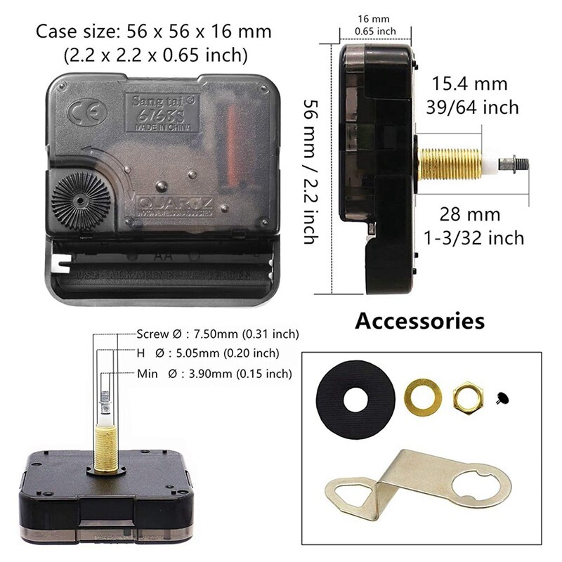Clock Movement,Clock Mechanisms Battery Powered,Wall Clock Mechanism Parts Motor Replacement DIY Repair Parts,Long