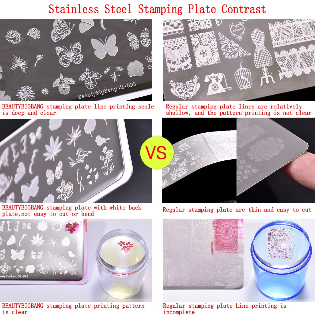 Beauty bigbang-plaques de timbres avec motif géométrique pour manucure, images fleur, pochoirs, pour Nail Art, XL-087