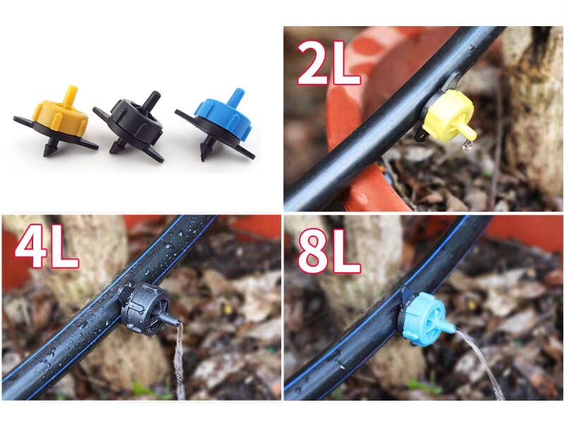 10PCS Pressure Compensating Emitter Self Cleaning Drip Irrigation Water Regulator Mini Inline Emitter Garden Tools Drip System