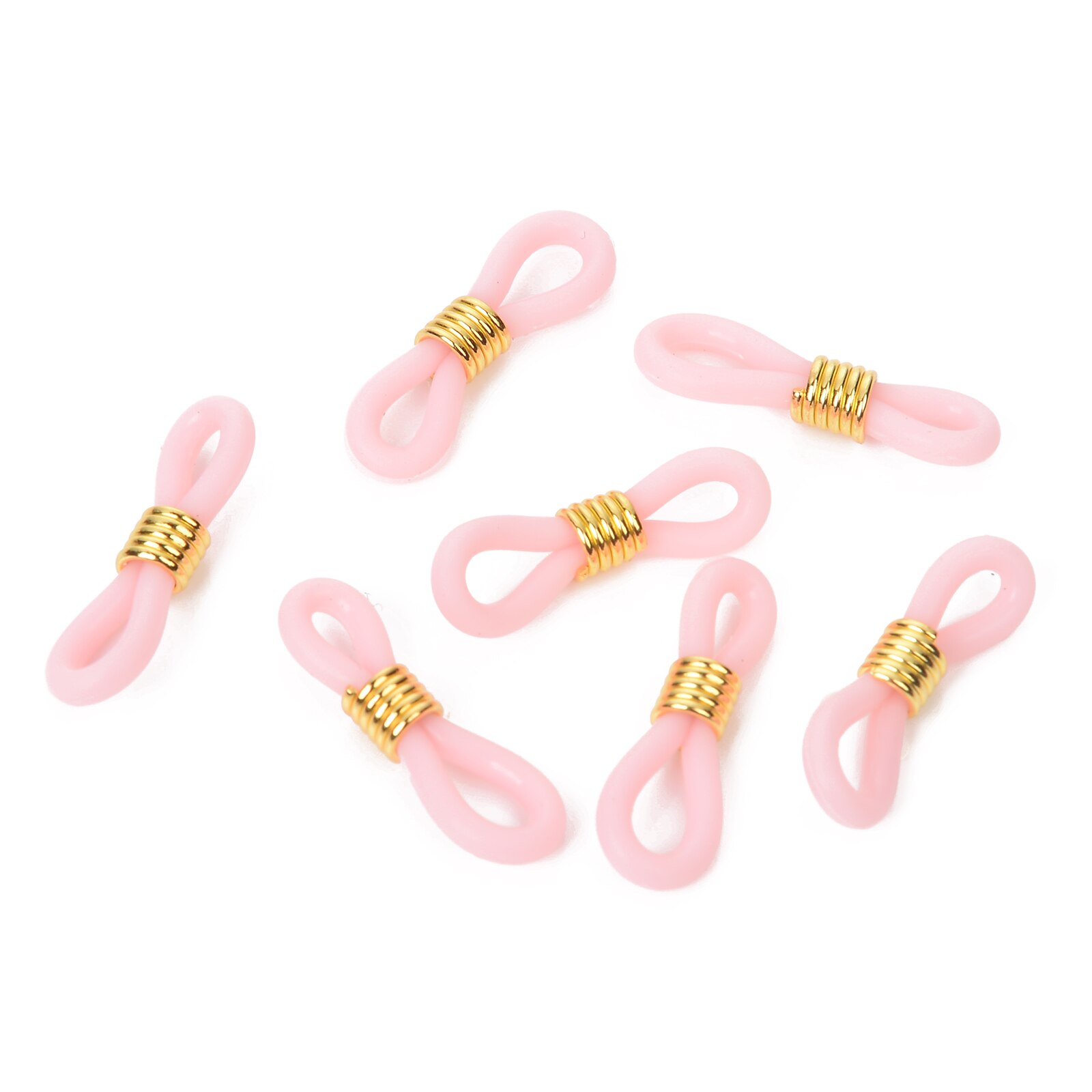 50 sztuk 22x11mm 18 kolory łańcuszek do okularów gumy silikonowej stop złota kołatka antypoślizgowe okulary okulary klamra DIY akcesoria: Pink