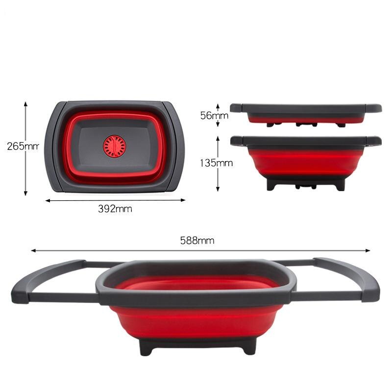 Opvouwbare waterbak, draagbare opvouwbare buitenbak voor het schoonmaken van groenten en fruit, afvoermand voor picknick, waterbak met lekbak