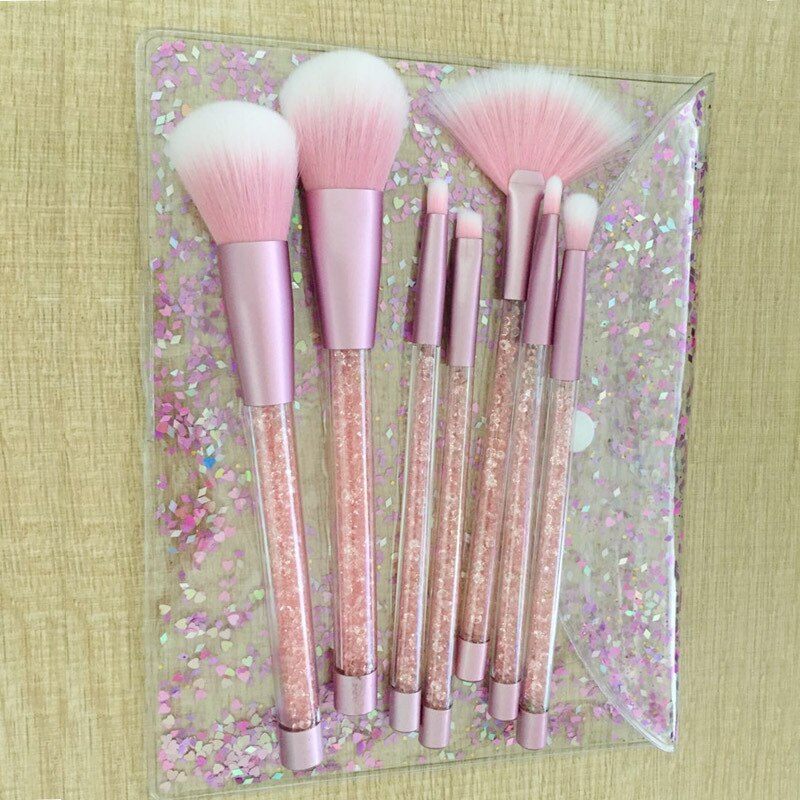 7 Pcs Make-Up Kwasten Set Glitter Diamant Kristal Handvat Make-Up Kwasten Powder Foundation Wenkbrauw Gezicht Make Up Brush Cosmetictool