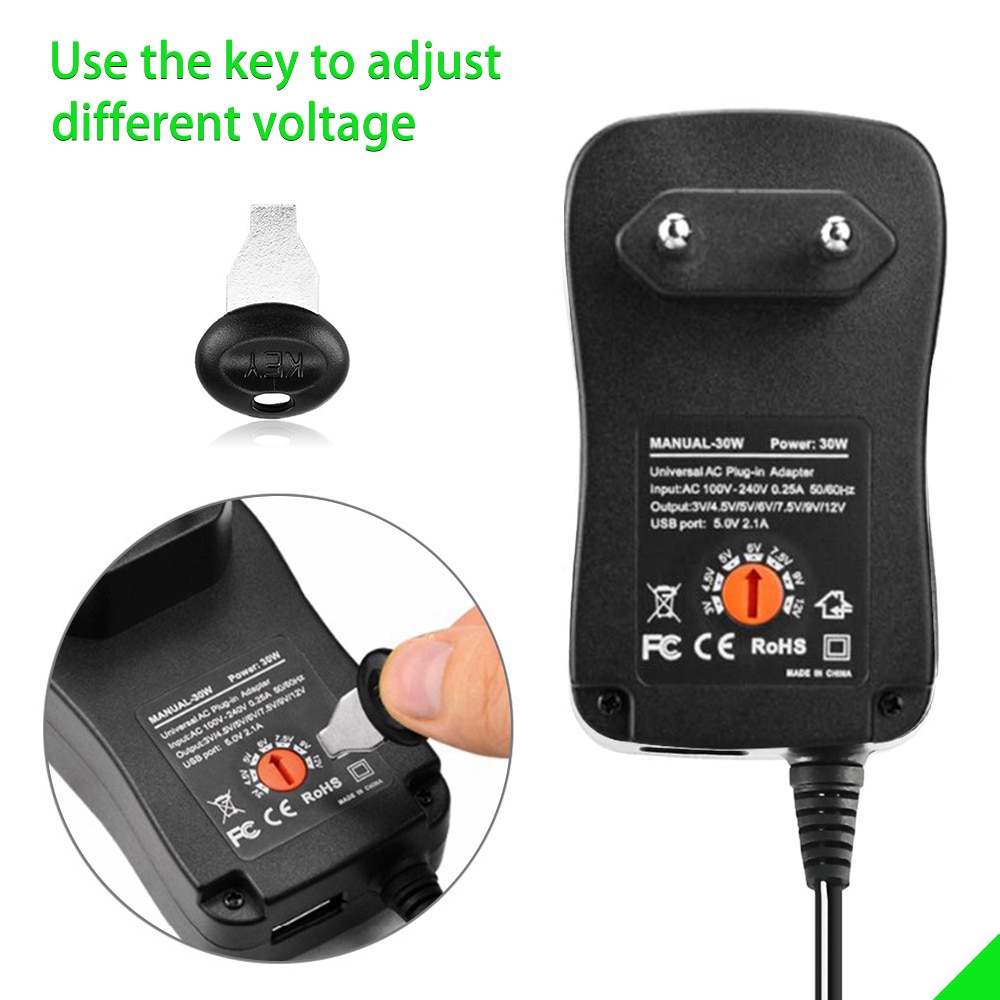30W Universal Adaptor Charger 3V 4.5V 5V 6V 7.5V 9V 12V 2A 2.5A AC/DC Adapter Adjustable Power Supply adapter