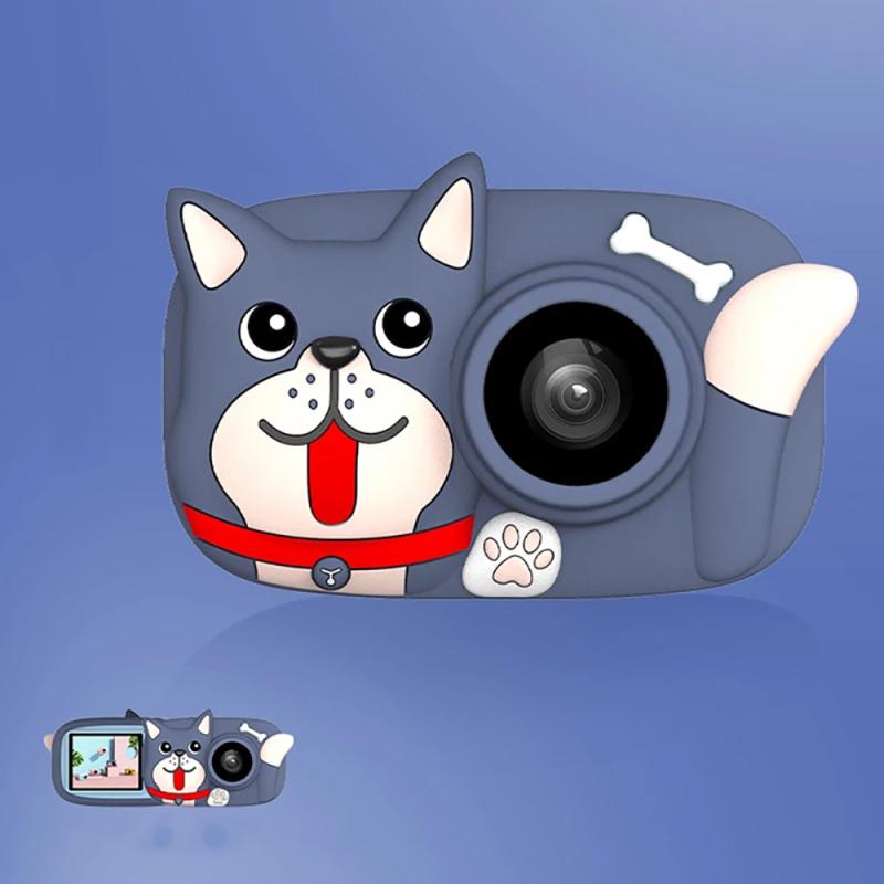 Kids Camera Digital Dual Lens HD 1080P 2.4Inch Screen Video Camera Kids Toys Cute Cat Dog Child Camera: blue