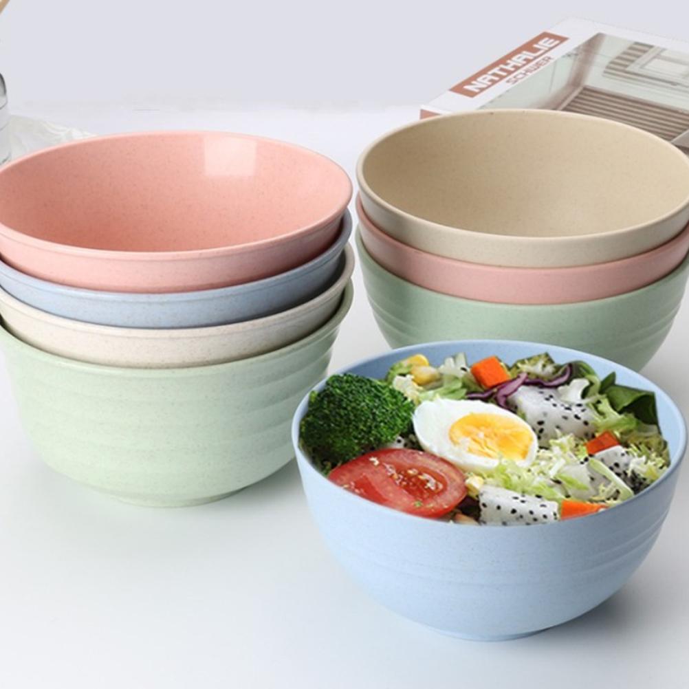 4 Stks/set Tarwe Stro Fiber Bowls Onbreekbaar Grote Cereal Bowls Afbreekbaar Keuken Sets Milieuvriendelijke Salade Rijst Soep Kommen