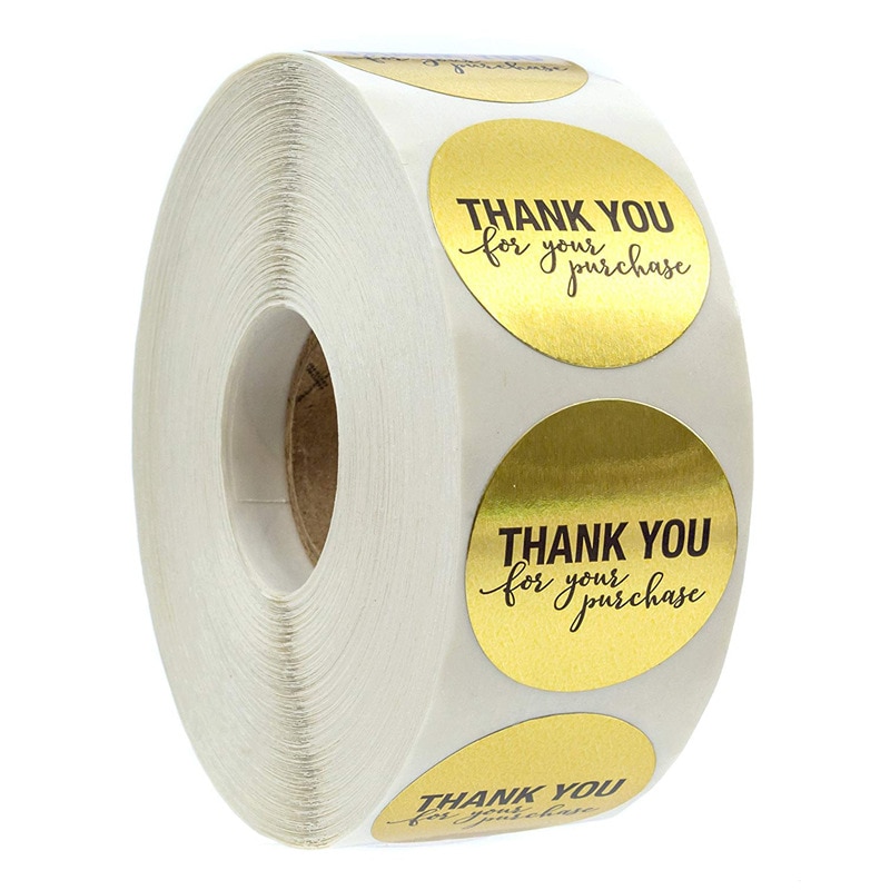 50 Labels Per wad round gold foil thank you for purchasing sticker wad pack sticker package Stationery Sticker 1inch