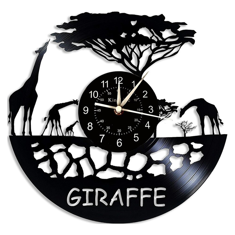 African Giraffe LED Vinyl Record Wall Clock - Nursery Room Wall Decor Ideas for Children -Unique Art: Dog A1(NO LED)