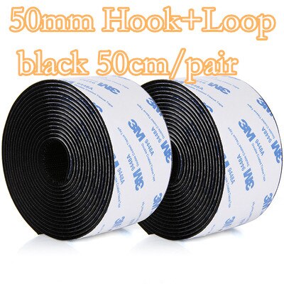Mocne rzepy zapięcie samoprzylepne taśma haczyk i pętla nylonowa naklejka magiczne rzepy klej z klejem do majsterkowania 16 ~ 110mm 50cm: 50mmblack 1pair 50cm