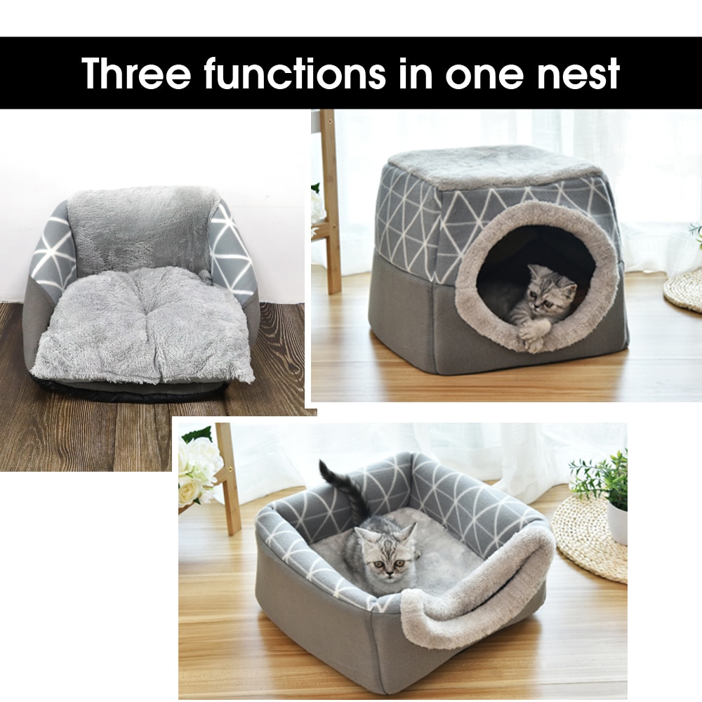 Huisdier Huis Warm Dog Bed Kennel Kat Slapen Nest Opvouwbare Pubby Mat Huis Winter Gesloten Type Bed Hol Kat Kitten tent Kat Levering