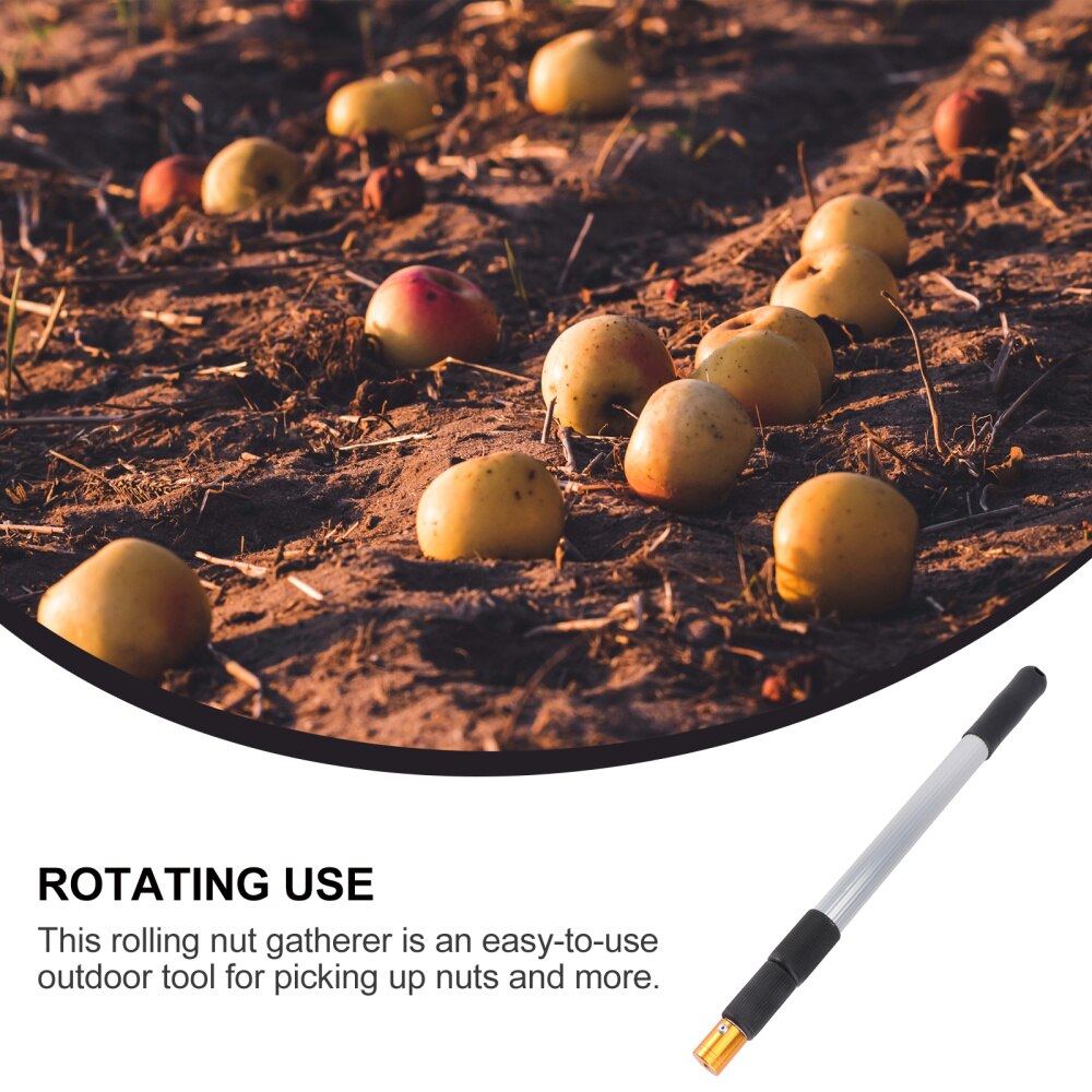 1Pc Fruit Picker with Telescopic Stick Durable Outdoor Walnut Collector Silver
