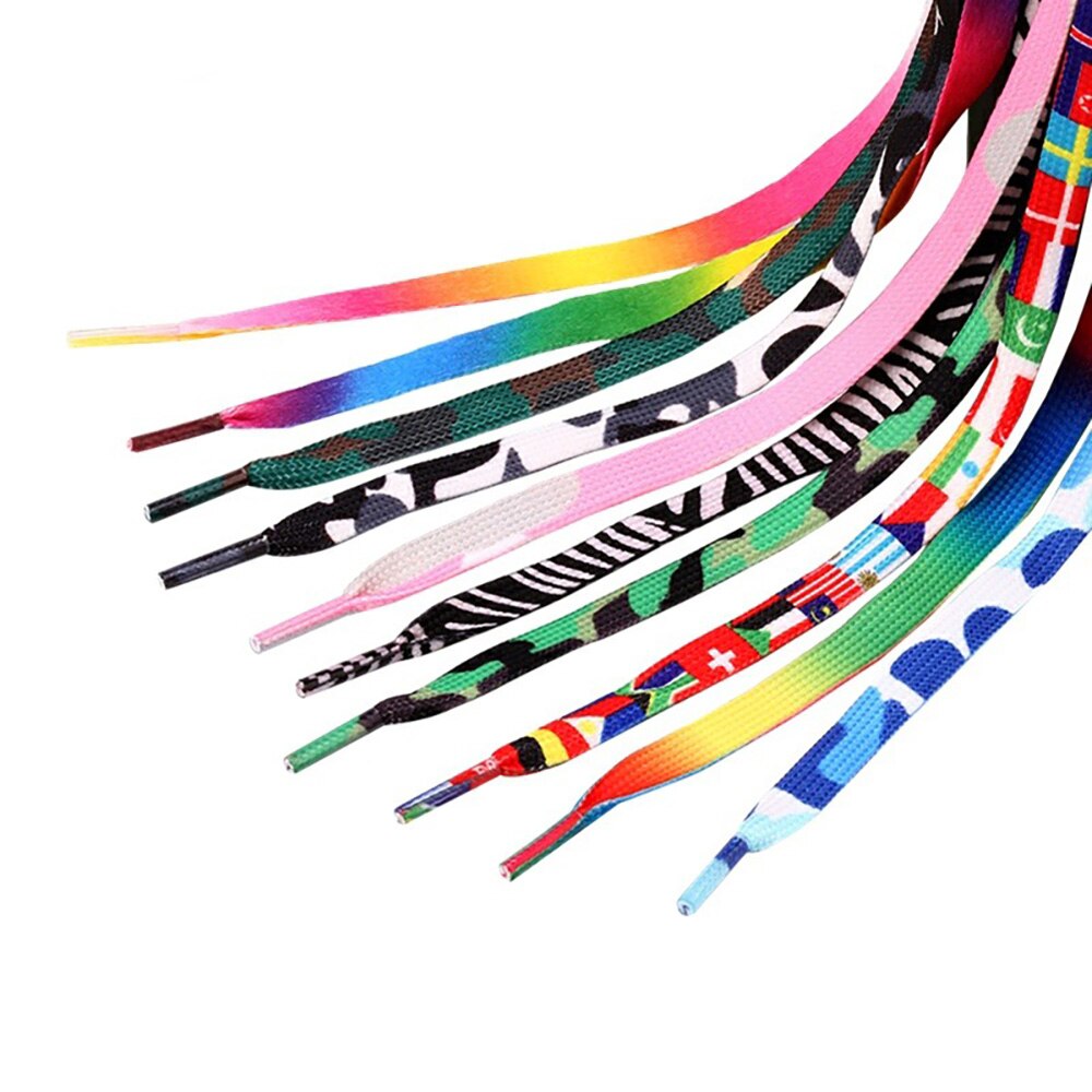 Bunte Schnürsenkel 120CM Breite Spitze Regenbogen Gradienten Druck Flache Leinwand Schuh Spitze Schuhe lässig Chromatische Farbe Schnürsenkel Für Turnschuhe