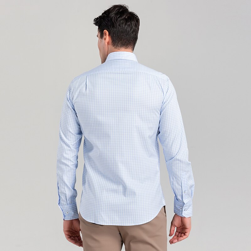 CHCH-camisa a cuadros de algodón puro para hombres, camisa informal de negocios de manga larga de , con botones, 100%
