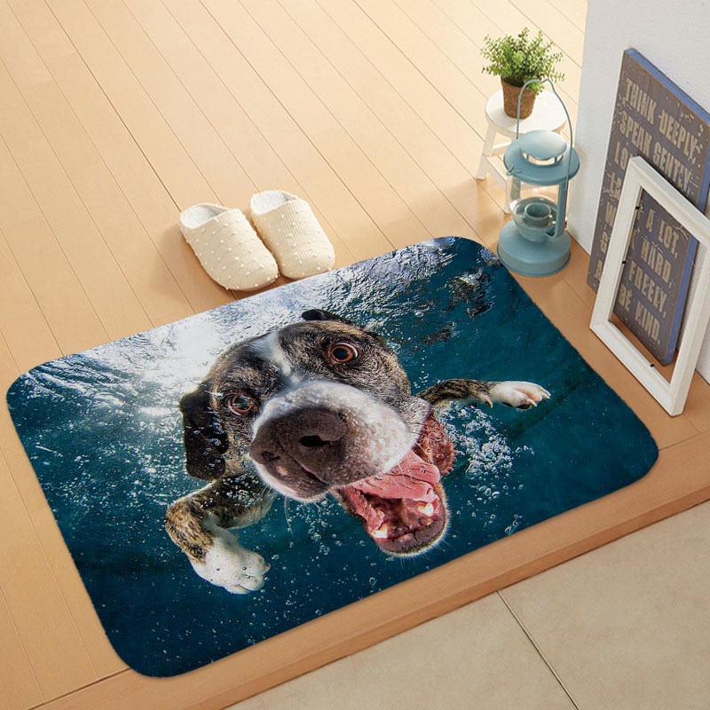 Alfombra con estampado de dibujos animados para exteriores, alfombrilla antideslizante con dibujos de perros y perros, para puerta Delantera de animales, 40x60