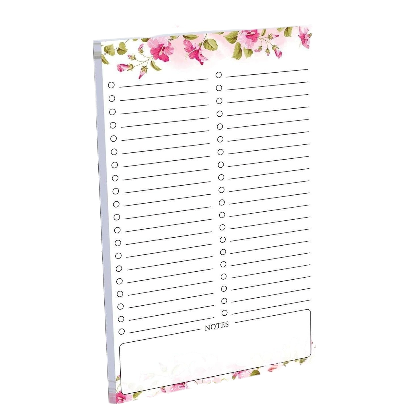 1pc Pink Flowers Magnetic Refrigerator Notepad，Portable Magnets Memo，Home Kitchen Shopping List Student Office Plan Notepad: WHITE