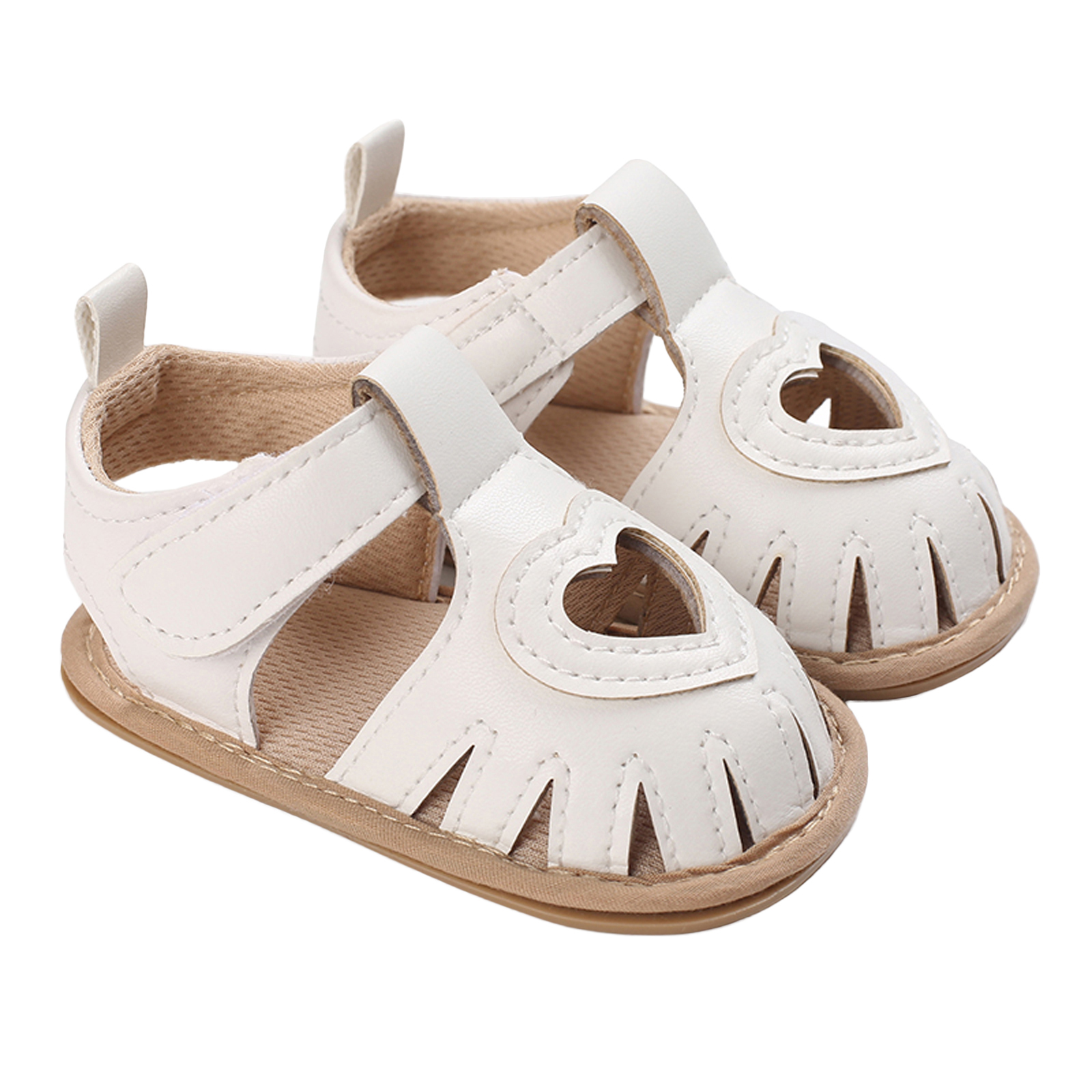 Toddler Baby Summer Sandals Solid Color Heart-shaped Cutout Soft Sole Girls Boy Beach Sandals 0-18Months: A / 13-18 Months