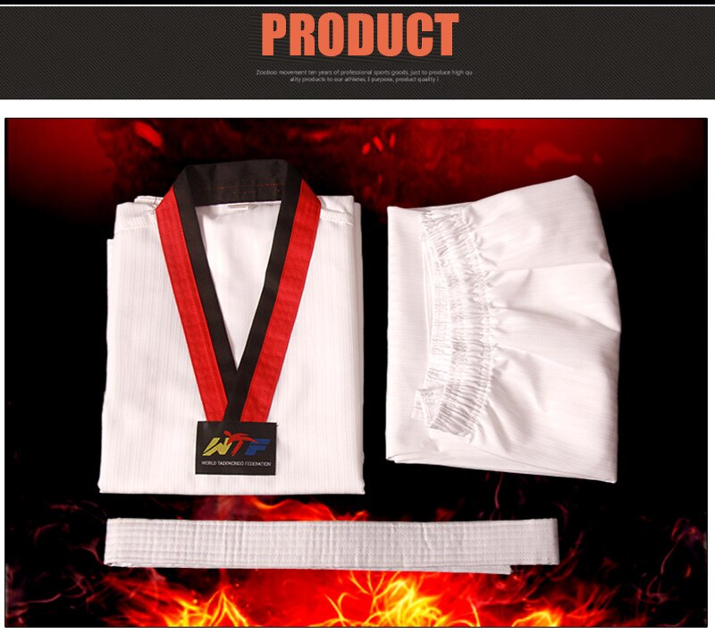 Traje de Taekwondo para hombres, mujeres y niños, uniforme de Taekwondo blanco TKD de poliéster y algodón para Karate, conjunto de Dobok