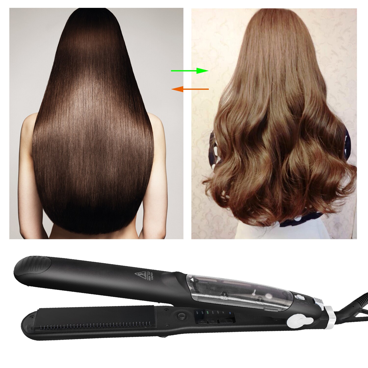 Hair Steam Straighteners Ceramic Vapor Steam Flat Iron Hair Straightener and Curler LED Display Control Temp