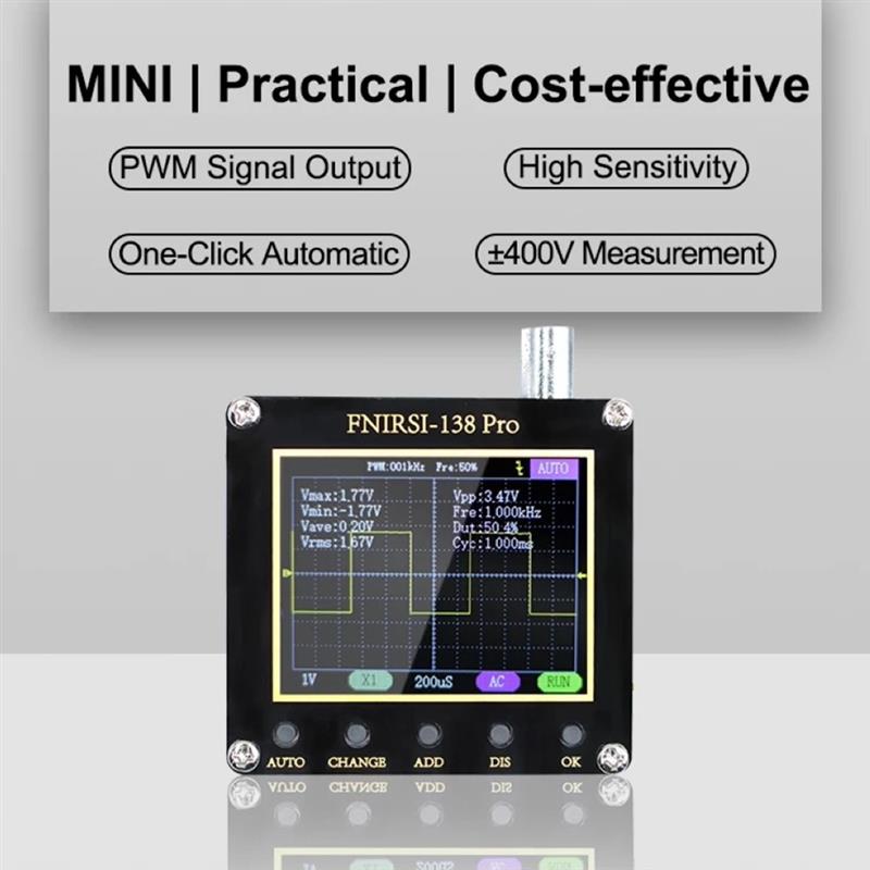 FNIRSI 138pro Digital Handheld Pocket Oscilloscope Portable 200KHz Analog Bandwidth PWM Square Waves Oscilloscope