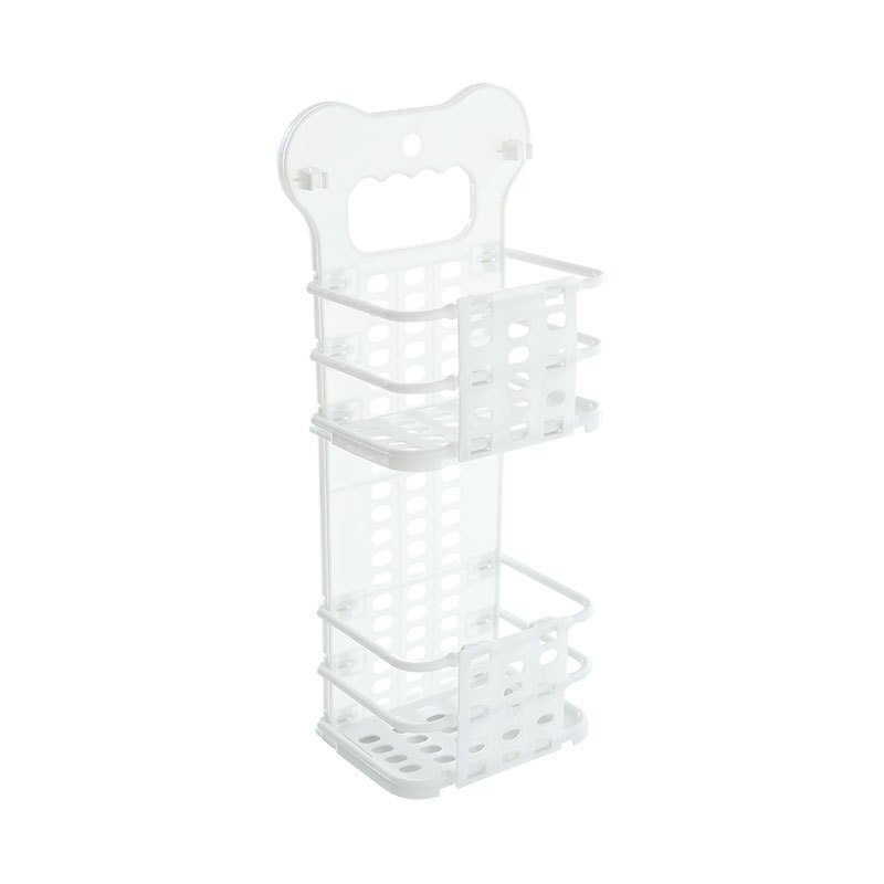 Verbeterde Plastic Vuile Wasmand Opvouwbare Thuis Vuile Wasmand Stevig Handvat Met 2 Geen Boren Haken: Double white