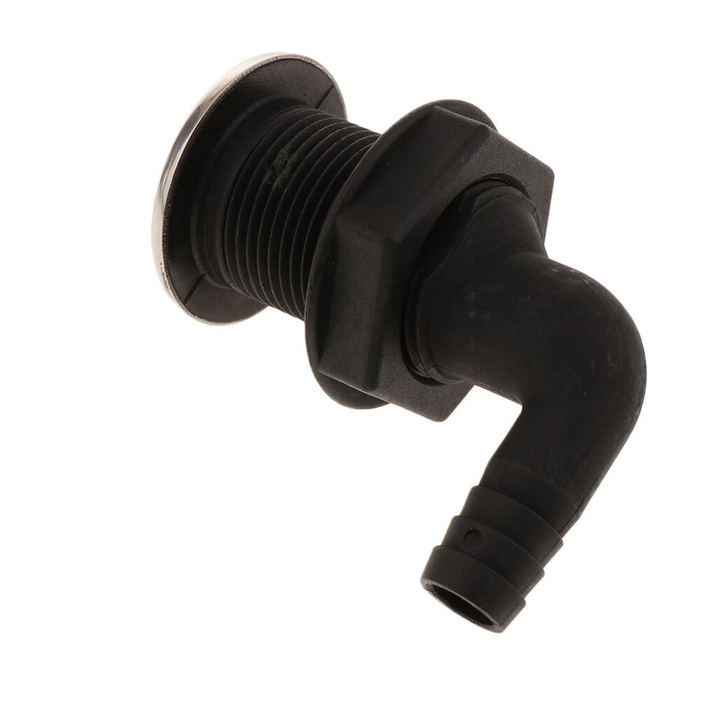 Marine Boat 90 Degree Thru Hull Fitting Through Hulls Bilge Pump Connector for Hose, 3/8-inch, 1/2 Inch