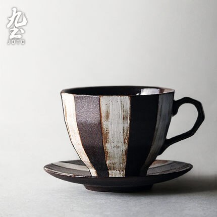 Japanska porslin tekoppar retro kaffekopp vintage hushållsvatten kopp mugg svart tazas de ceramica creativas latte kopp tekopp: Stil 7