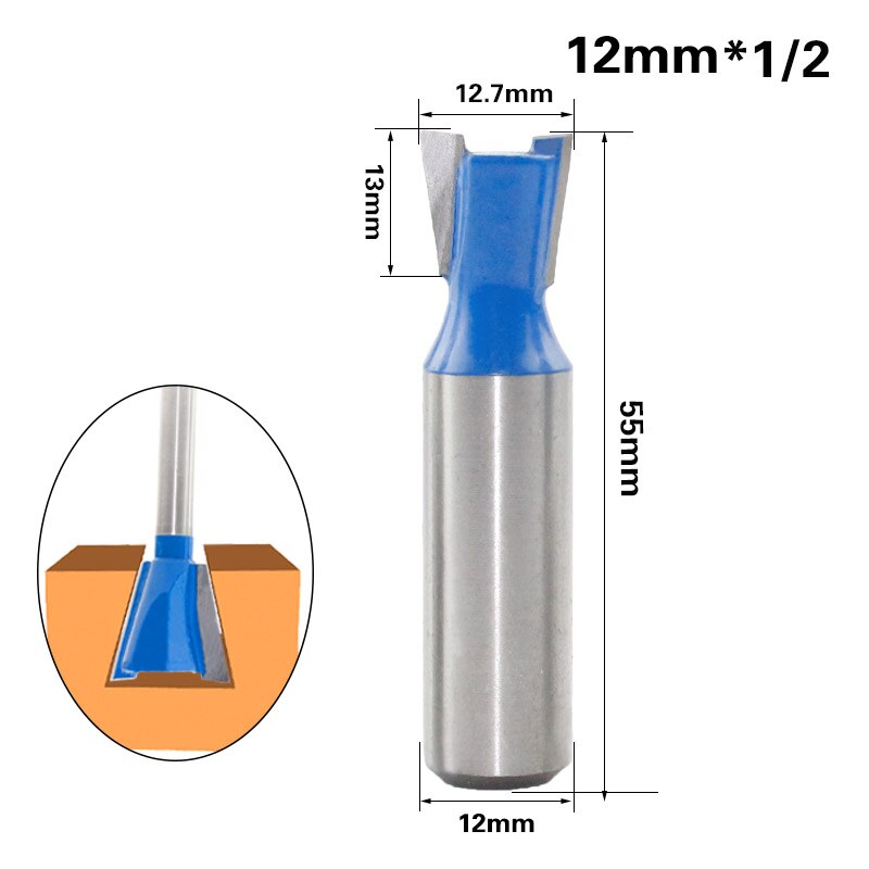 1pc 12mm Shank 1/2 Dovetail Joint Router Bits Set 14 Degree Woodworking Engraving Bit Milling Cutter for Wood: 12x12.7mm