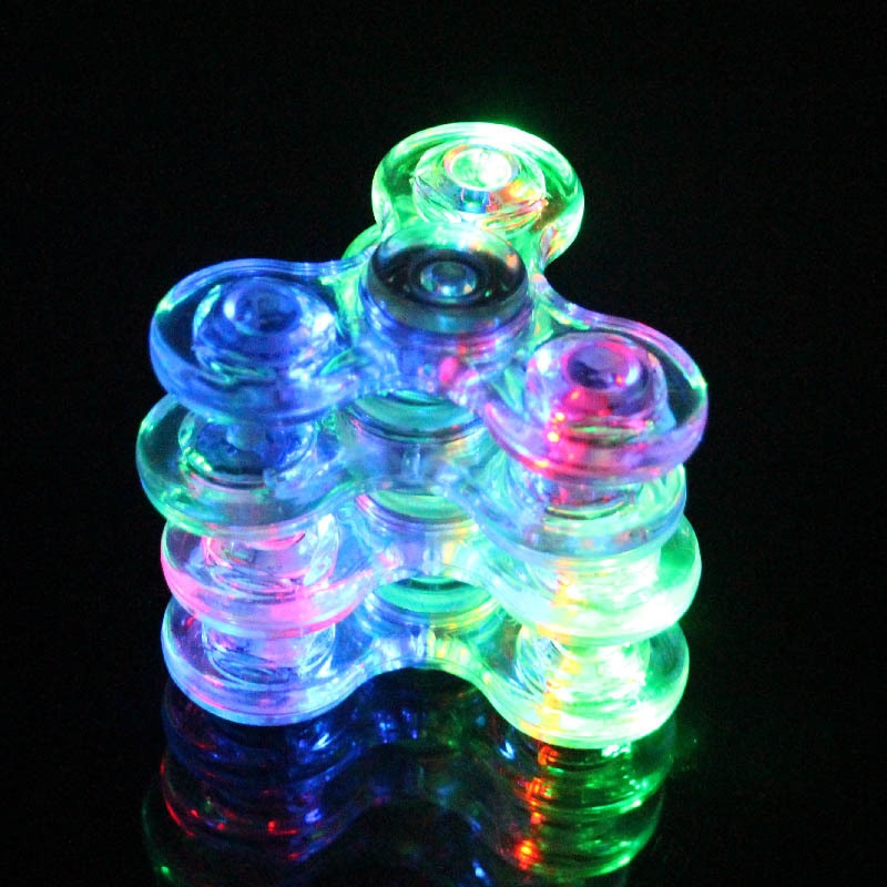 Lichtgevende Led Fidget Spinner Transparante Led Flash Light Kleurrijke Change E Spinner Glow In The Dark Stress Relief Speelgoed Voor kids