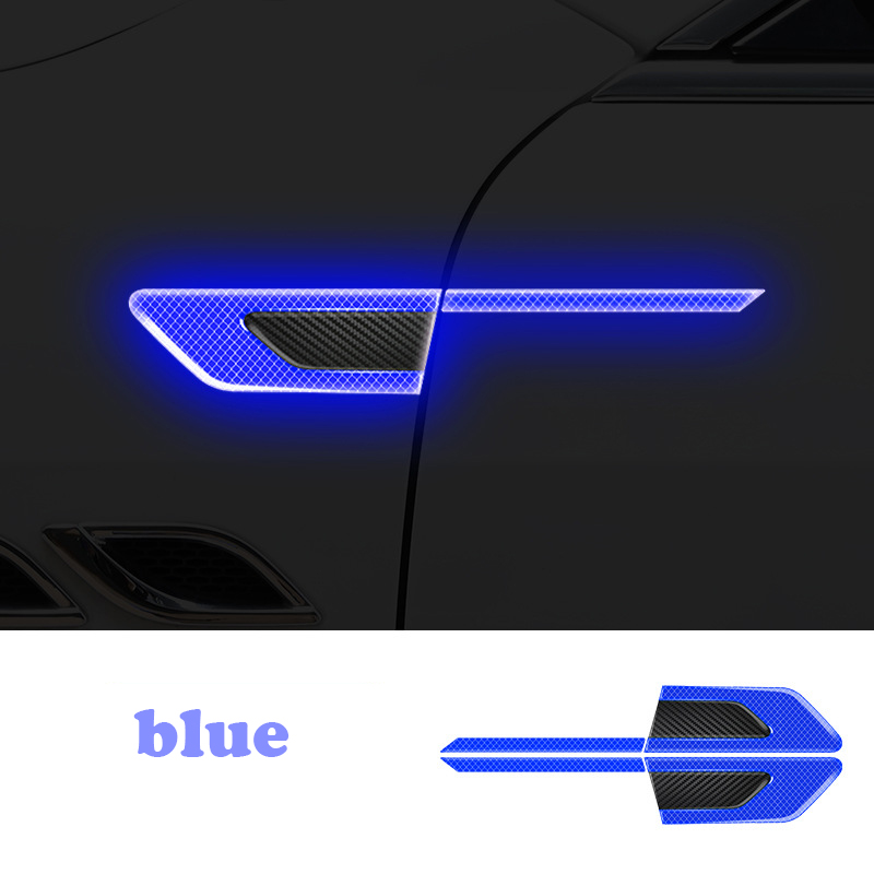 Pegatinas reflectantes para carrocería de coche, pegatinas de protección de puerta de advertencia de seguridad lateral, tiras reflectantes antiarañazos y anticolisión, 2 uds.: Azul