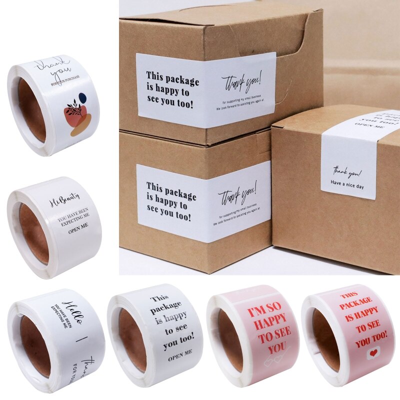 594F 100Pcs Rectangle Thank You Labels Wrapping Stickers Self-adhesive Sealing Tabs Ideal For Small Business Owners Retailers