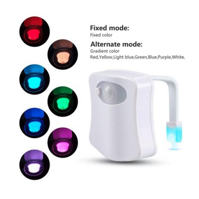 Toilet natlampe natlampe sensor 8 farve led batteri bevægelsespærer & belysning akut tør atmosfære kort aaa