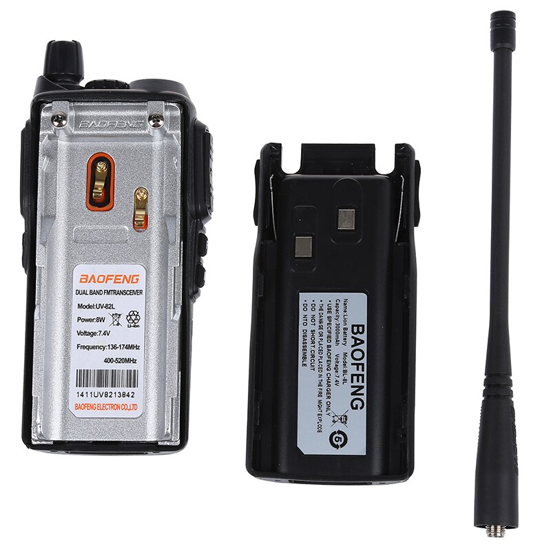 Baofeng UV-82L VHF / UHF Jambon Radio Bidirectionnelle Talkie-walkie avec 18cm Antenne et 3000mA Batterie, Noir