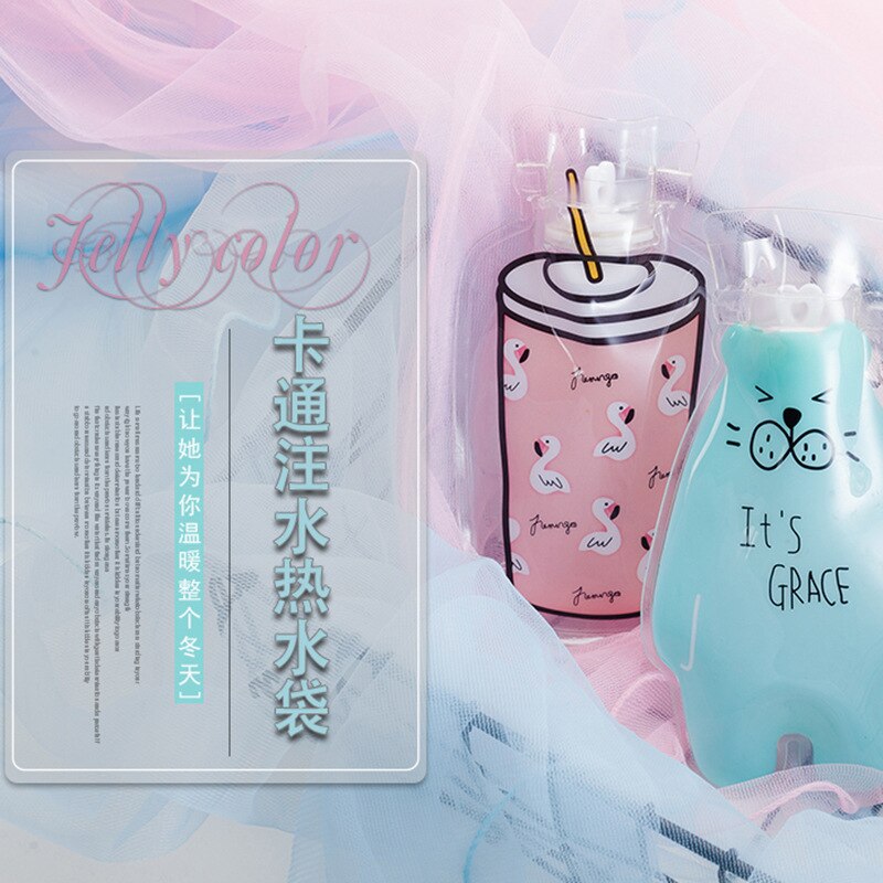 Kreskówka druk kolorowy przezroczysta poduszka elektryczna torba robić wtrysku gorącej wody butelka gorącej wody ciepły dom przenośne nawadnianie Han
