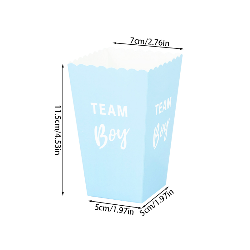 6pcs Gender Reveal Boy or Girl Popcorn Box Team Boy Girl Candy Treat Box Baby Shower Birthday Party Decor Packaging Supplies