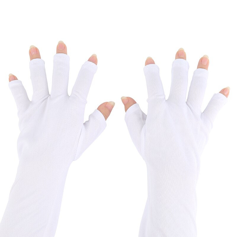 1 par vita fototerapi anti uv-handskar för uv-ljuslampa strålningssäkert handmanikyrskydd för nagelkonst manikyrverktyg