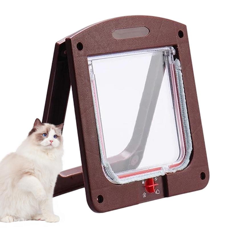 4 Way Locking Pet Security Flap Door For Dogs Cats Pet Gate Door Kit For Wooden PVC Metal Door Brick Wall Accessories