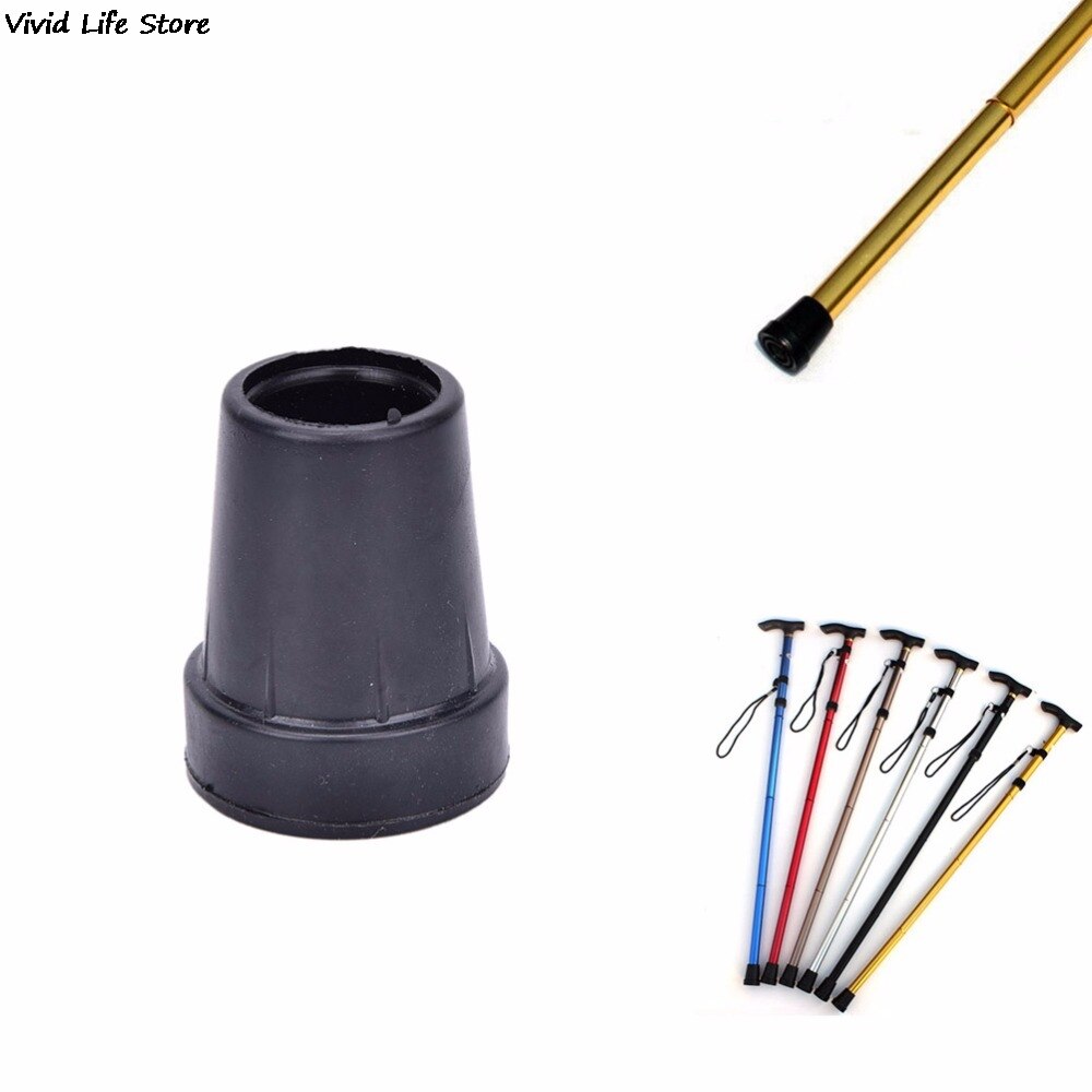 1Pcs 19mm Rubber Walking Hiking Stick End Cover Tips Cane Crutch Pad Rubber Heavy Duty Metal Ferrule End Bottom