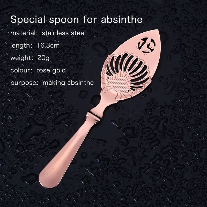 Bar Soul-cucharas de absinto de acero inoxidable, cuchara amarga, utensilios de barra de cóctel, filtro de colador, herramientas profesionales de barman: fan-shaped copper