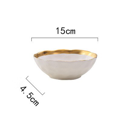 Ceramic Western Steak Plate Retro European Phnom Penh Breakfast Plates Household Restaurant Vegetables Salad Platter: White Bowl 5.5inch