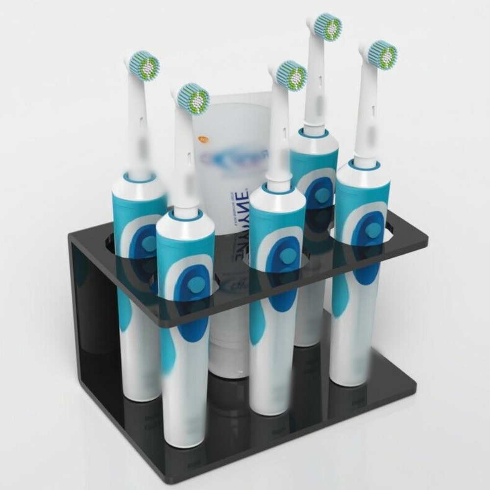 Akryl tandbørsteholder elektrisk tandpasta badeværelse hvid / sort 1 stk let at rengøre tandbørsteholder: Sort 5 hul