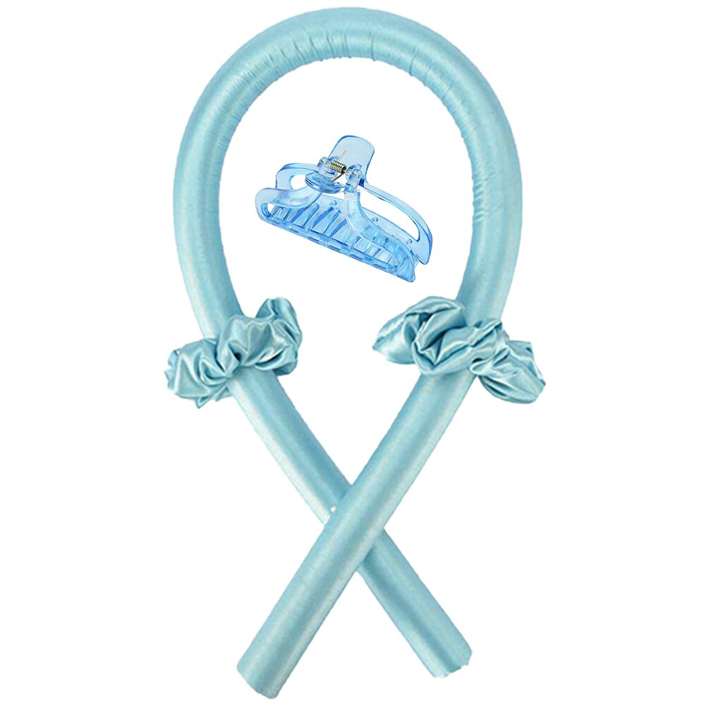 Heatless Curling vara diadema No calor rizos cinta pelo rodillos dormir cinta para cabello suave pelo bigudíes cinta pelo herramientas: Blue  style2