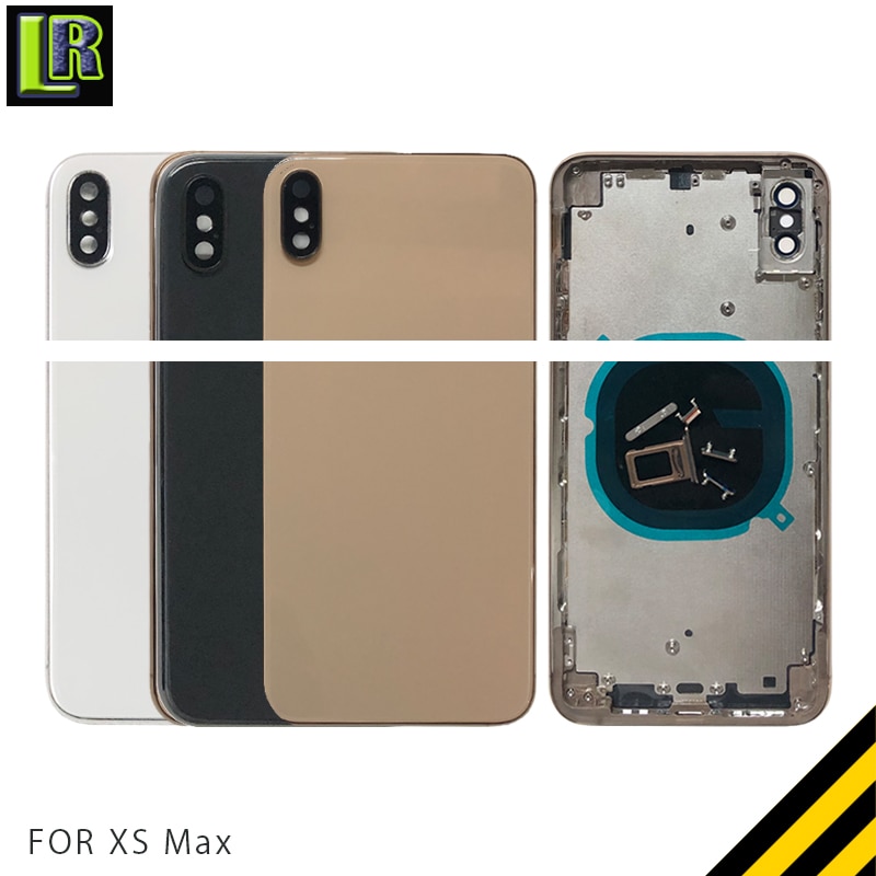 NUEVA cubierta de batería XS para IPhone X XS Max, cubierta trasera + marco medio del chasis + bandeja SIM + piezas de llave lateral, ensamblaje de carcasa