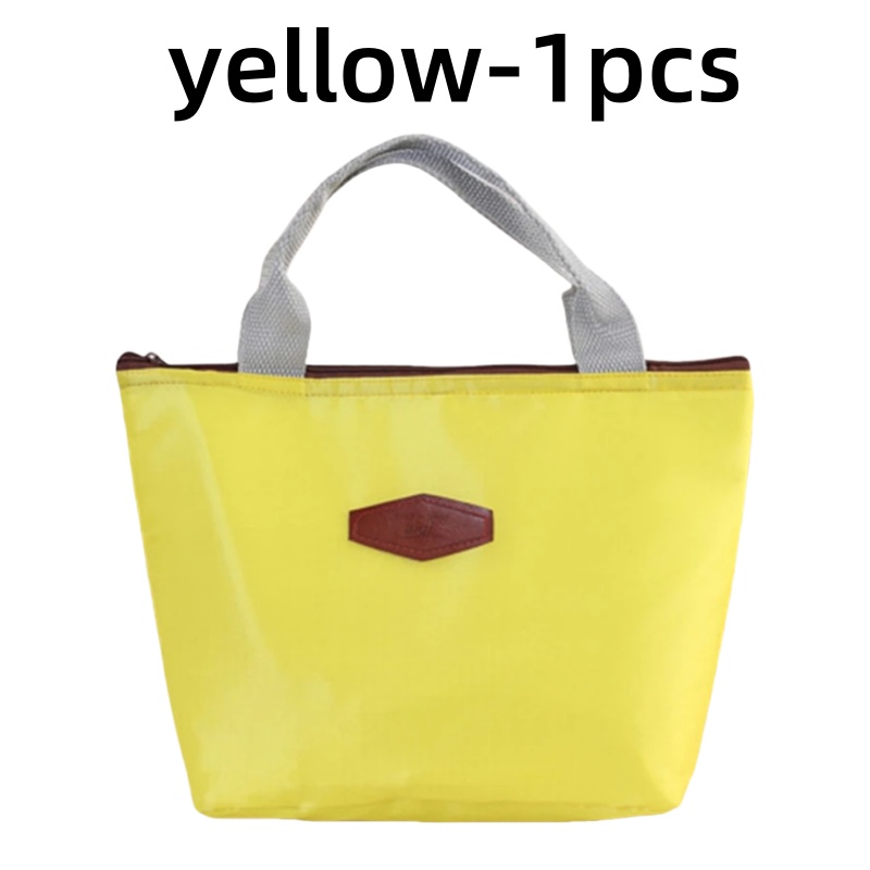Portable Insulated Lunch Box, Cold Food Cooler, Thermal Bag, Insulated Lunch Box, Picnic Handbag, Cooler bag, Solid Color: Yellow