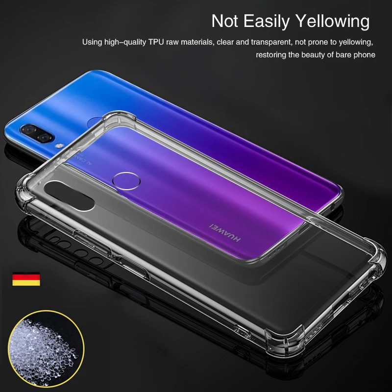 Airbag-silikon-handyhülle für huawei nova 3, nova 3, 3i , 3e 2s 2i, 2 plus lite, transparent, original tpu, einfache rückseite