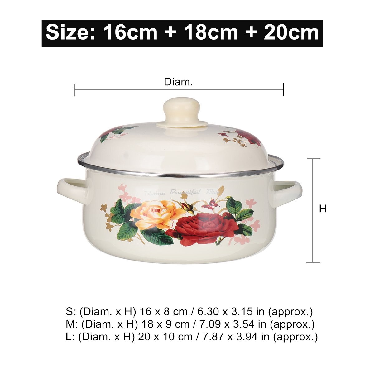 3 stk/sæt emaljegryde binaural suppe gryde emalje gryde gryde lagerpot mini gryde mælkekande køkkengrej sæt med låg til induktionsgas