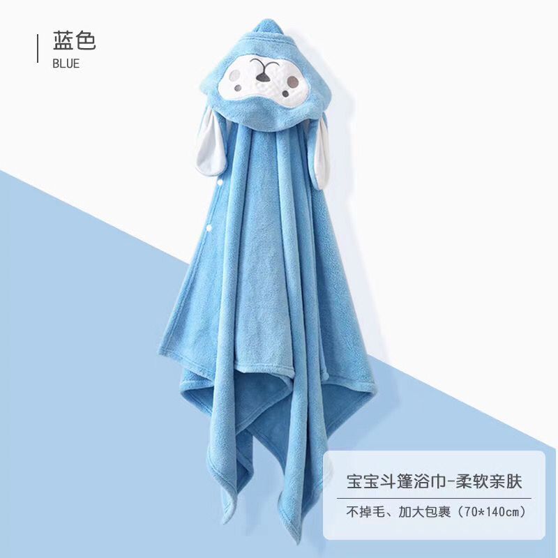 Baby Badjas Zachte Leuke Animal Cartoon Baby Deken Kids Hooded Badjas Peuter Baby Badhanddoek Deken Kinderen Kids Handdoek: Blue / 70x140