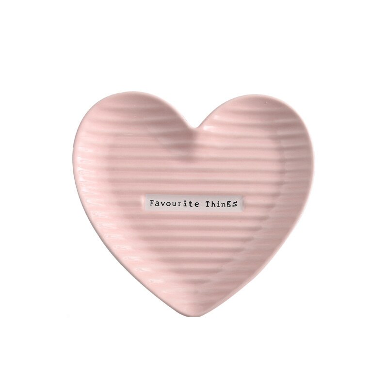 Nórdicos corazón en forma de placa bocadillo pastel para el desayuno plato de postre de la joyería de almacenamiento de placa de cerámica cubiertos lindo vajilla: pink / S