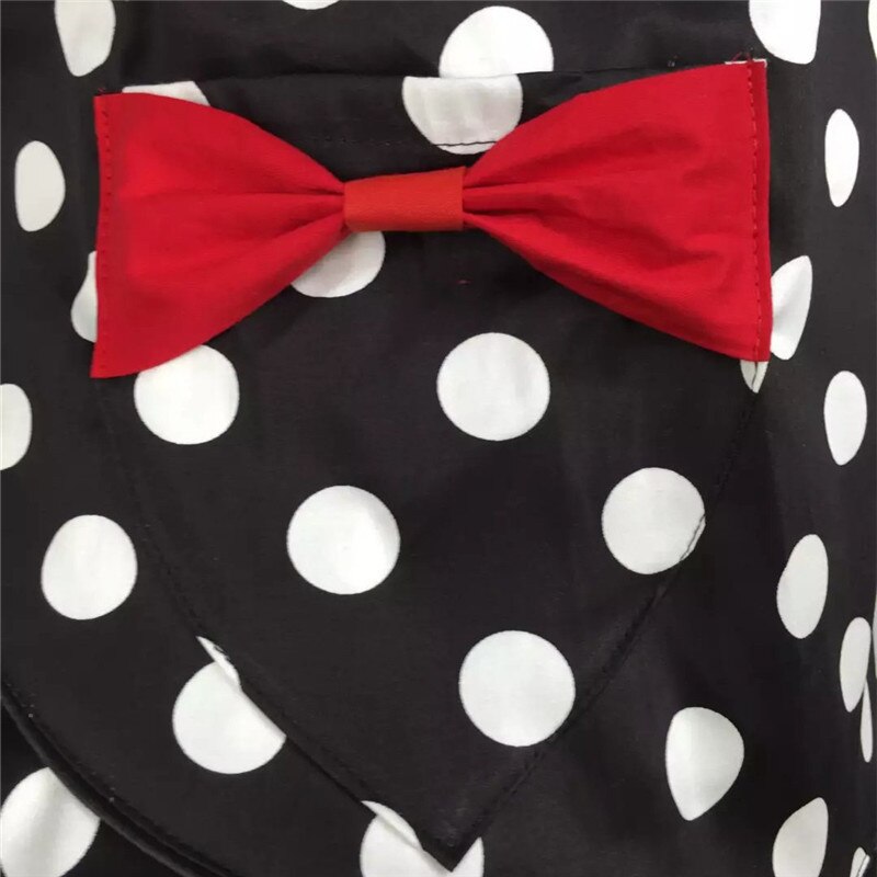 Tablier jupe à pois avec poches, noir, mignon, drôle, rétro, en coton, pour la cuisine, pour femme et fille